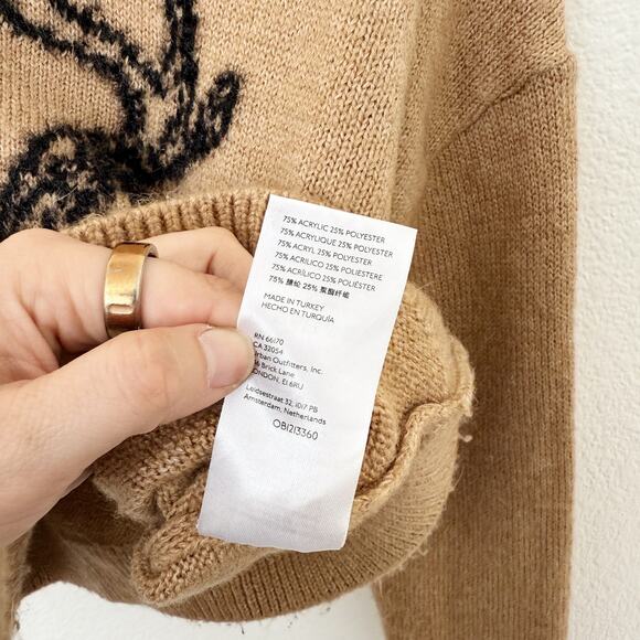 [Anthropologie] Brown Oh Deer Crew Neck Reindeer Sweater Holiday XSP XS Petite - Picture 11 of 11